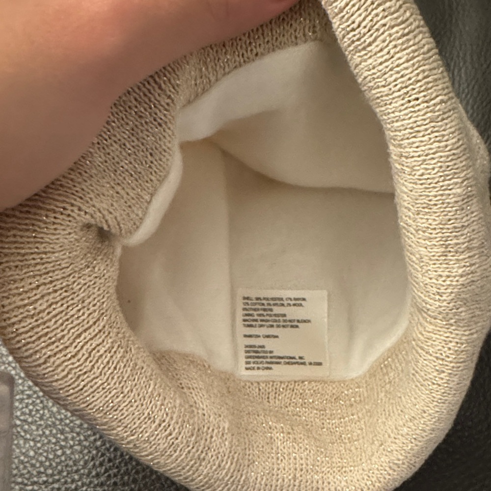 Beige & Silver Sparkle Knit Beanie - Picture 4 of 4
